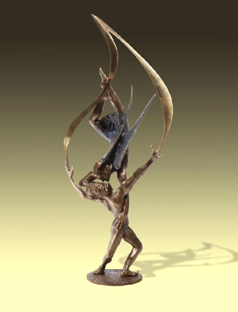 Jacob and the Angel - Bronze sculpture by Barry Johnston