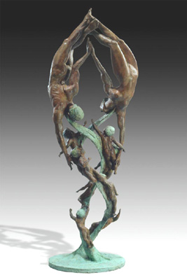 - DNA Maypole - Bronze sculpture by Barry Johnston