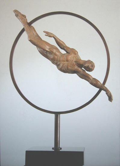 Swimmer - Bronze sculpture by Barry Johnston